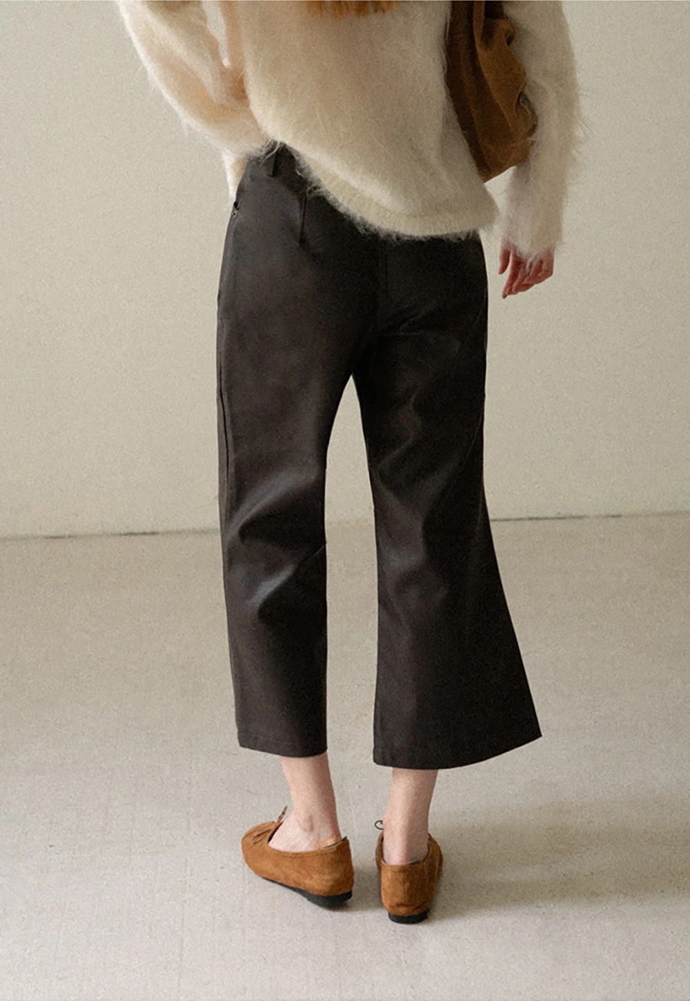 Pleated Wide Leg Leatherette Casual Pants