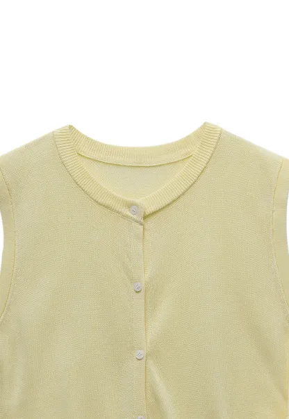 Women's Sleeveless Knit Top with Waist Tie