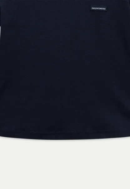 Women's Navy Ringer T-Shirt with Logo