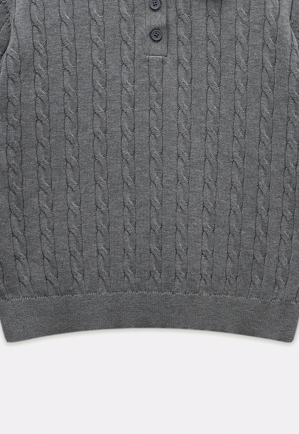 Women's Grey Ribbed Polo Shirt with Short Sleeves