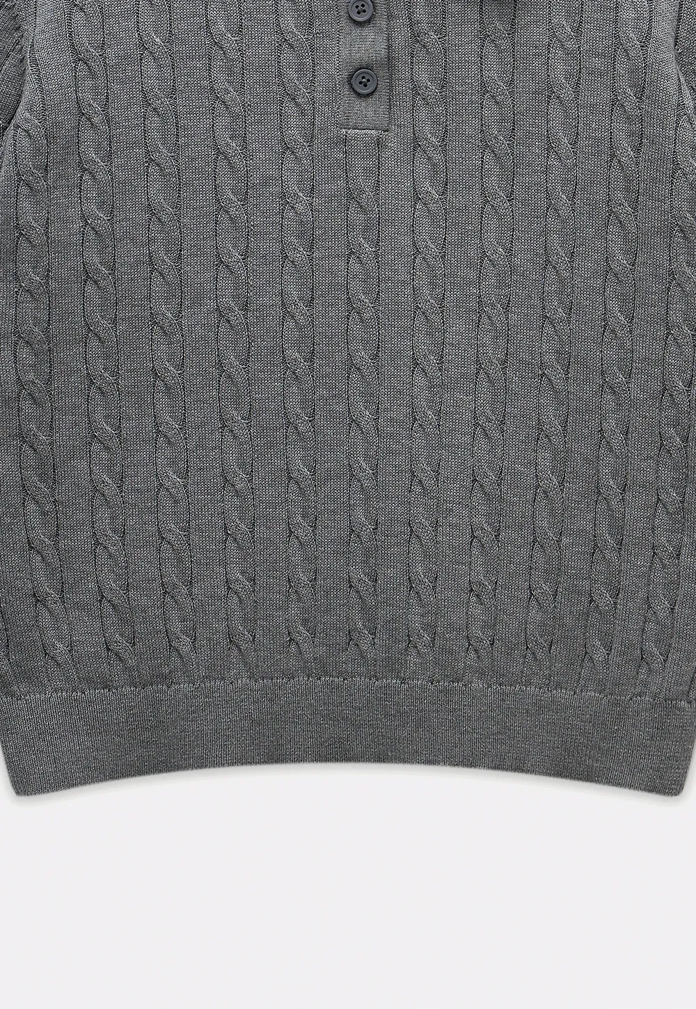 Women's Grey Ribbed Polo Shirt with Short Sleeves