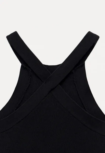 Women’s Ribbed High Neck Halter Tank Top