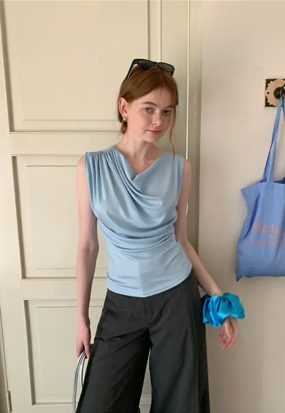 Women’s Draped Cowl Neck Sleeveless Top