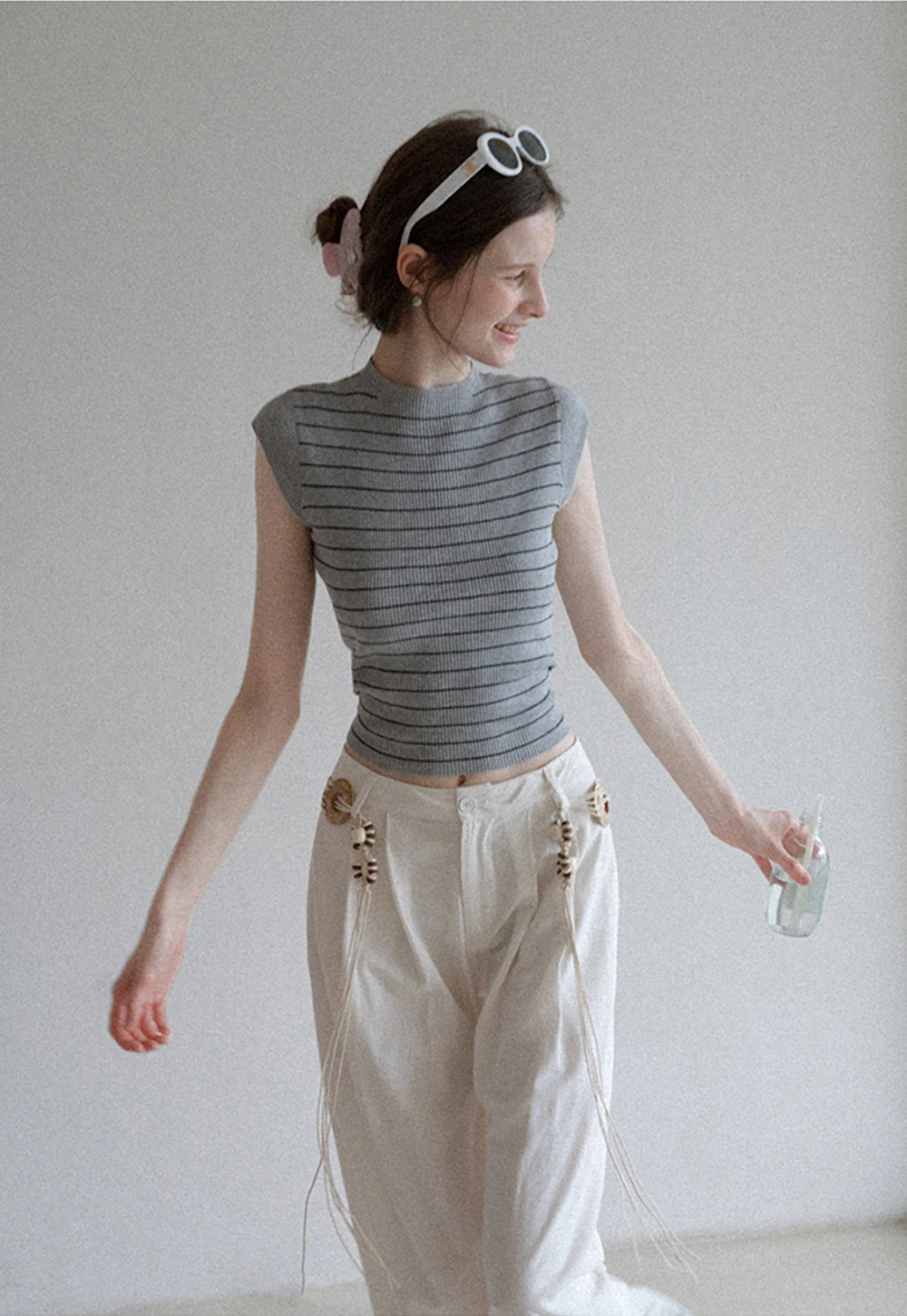 Women’s Ruched Ring Cutout Knit Top