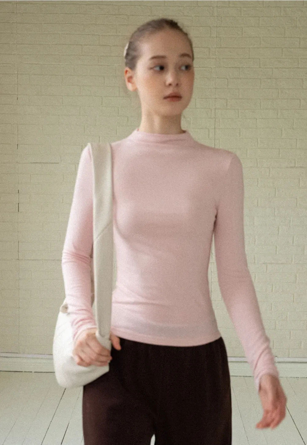 Basic Mock Neck Long Sleeve Top