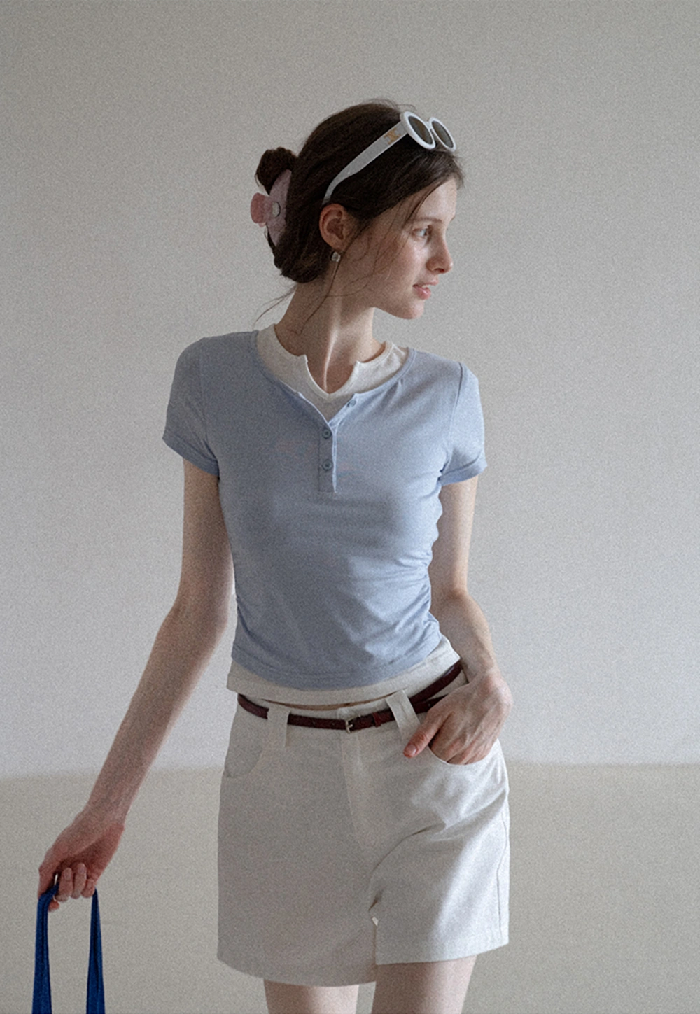 Women’s Slim Fit Button Front Ribbed T-Shirt
