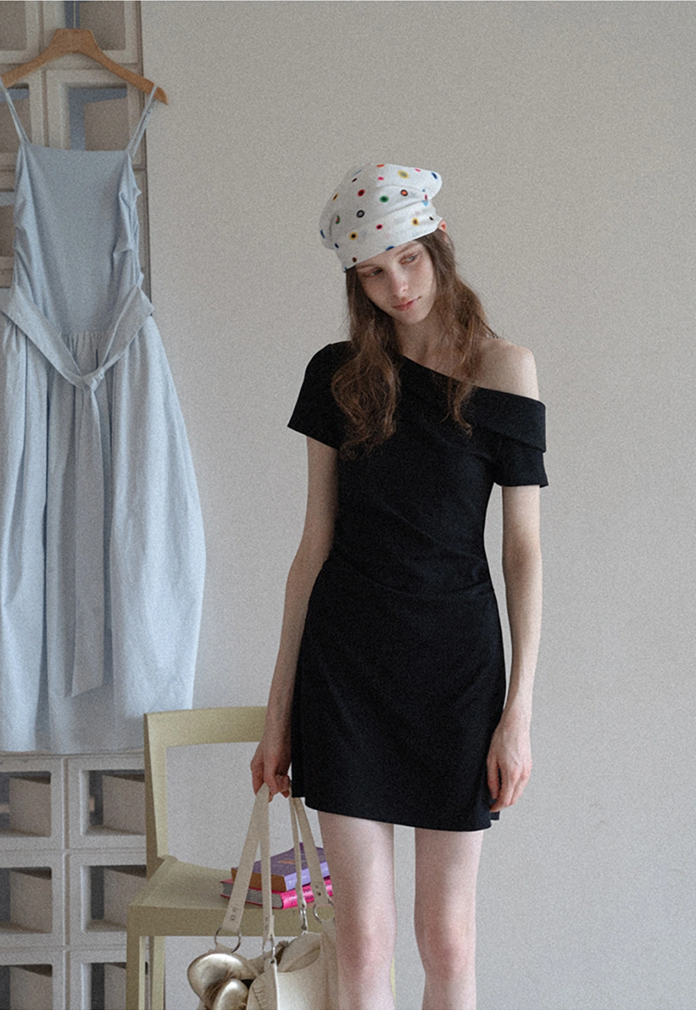 Women’s One Shoulder Polka Dot Mini Dress