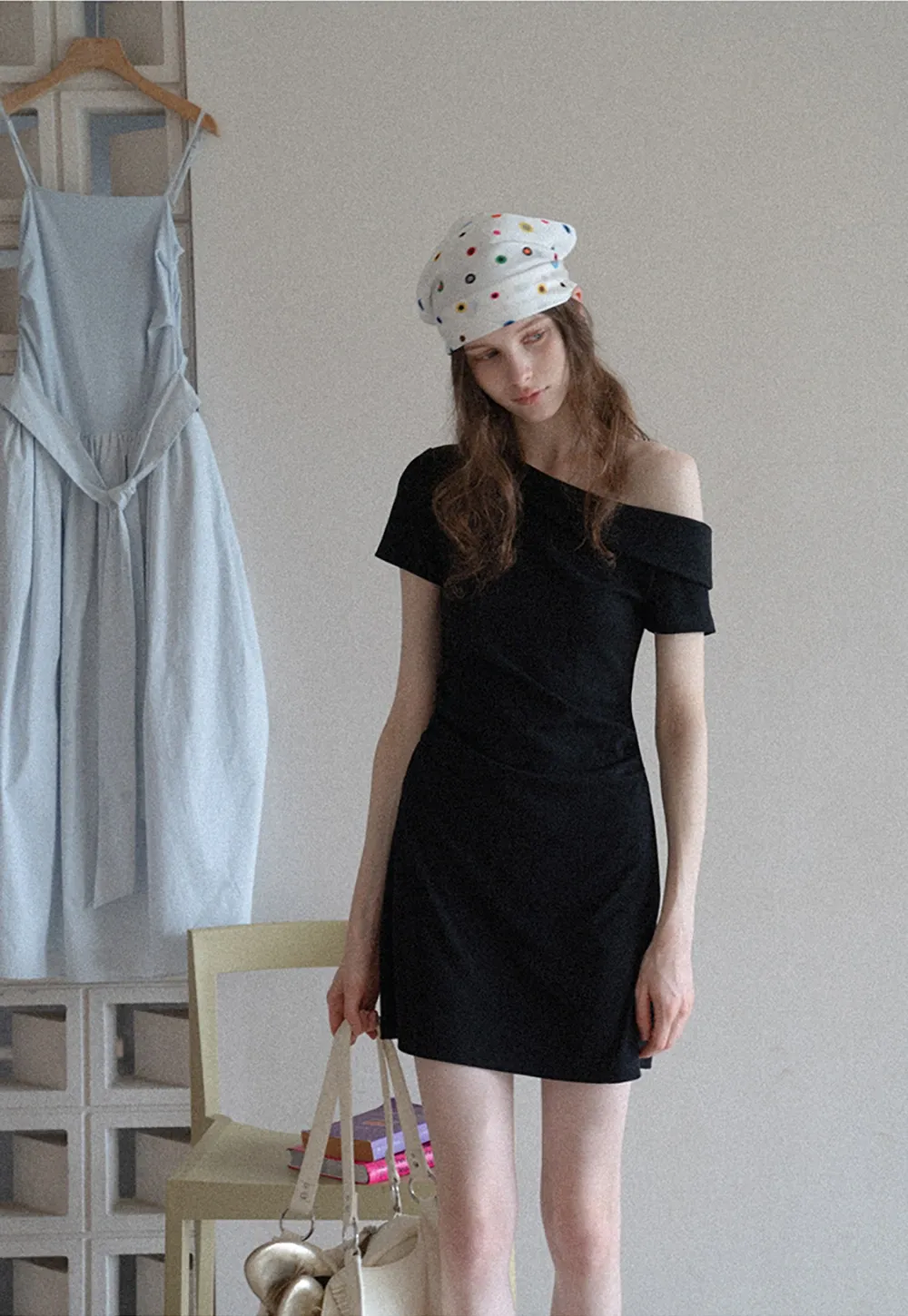Women’s One Shoulder Polka Dot Mini Dress