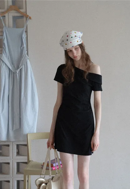 Women’s One Shoulder Polka Dot Mini Dress
