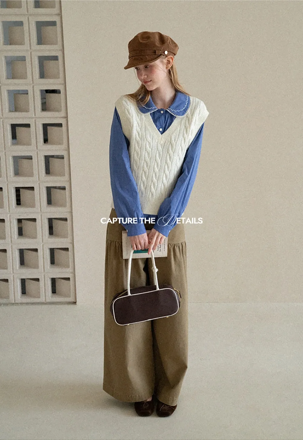 Cable Knit V Neck Sleeveless Sweater
