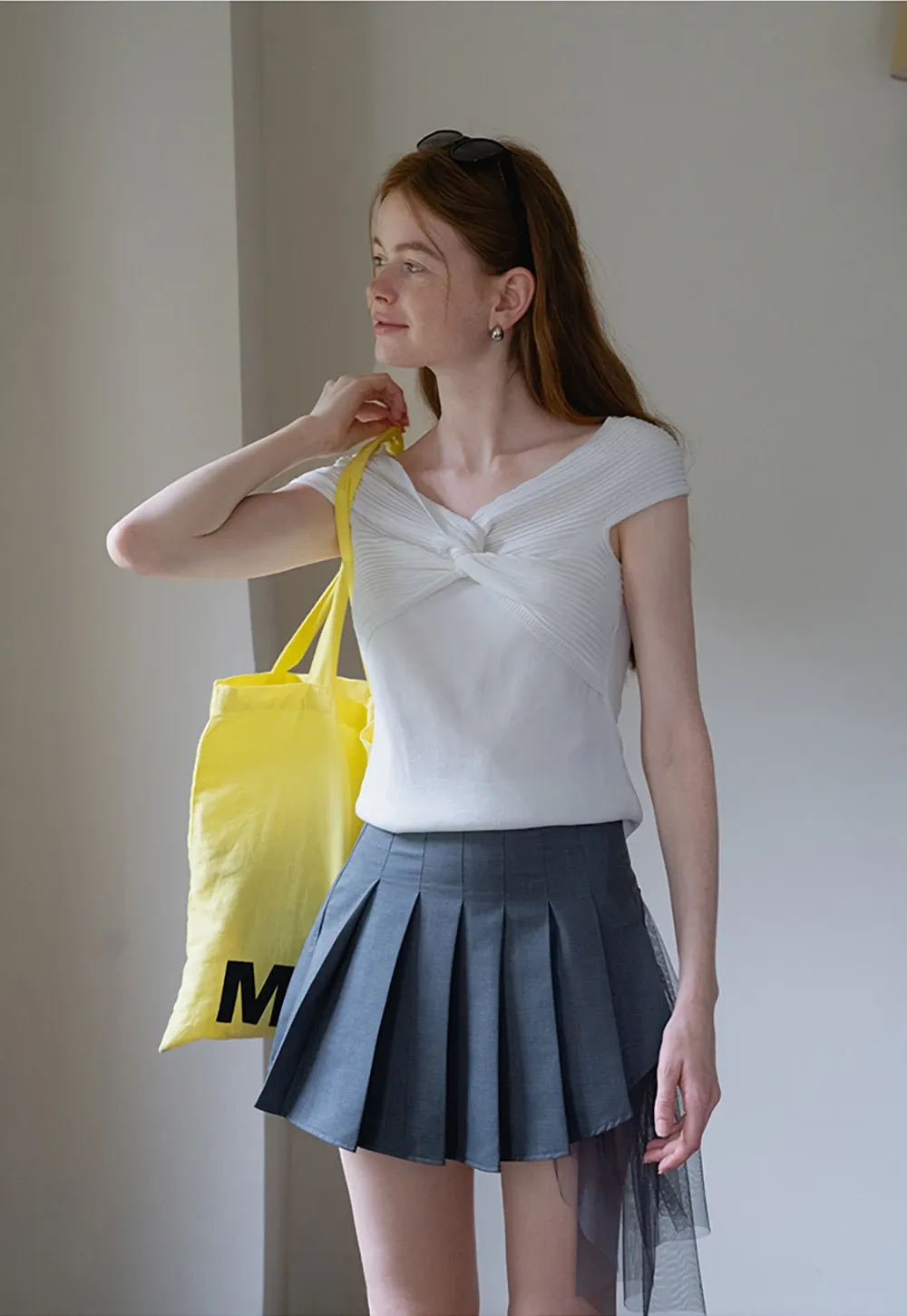 Women’s Asymmetric Tulle-Layer Pleated Mini Skirt