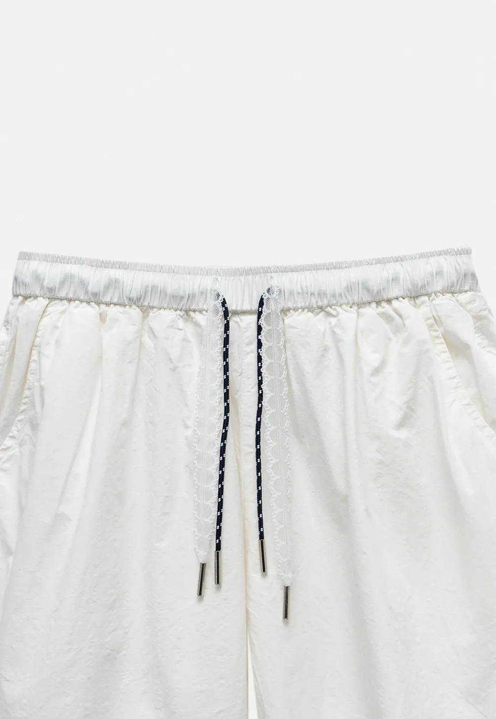 Contrast Drawstring Cotton Shorts