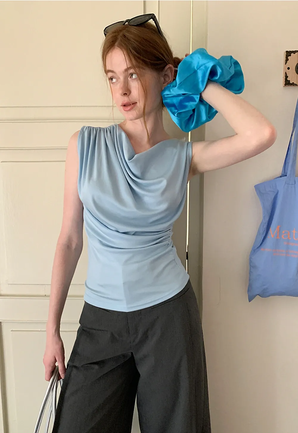 Women’s Draped Cowl Neck Sleeveless Top