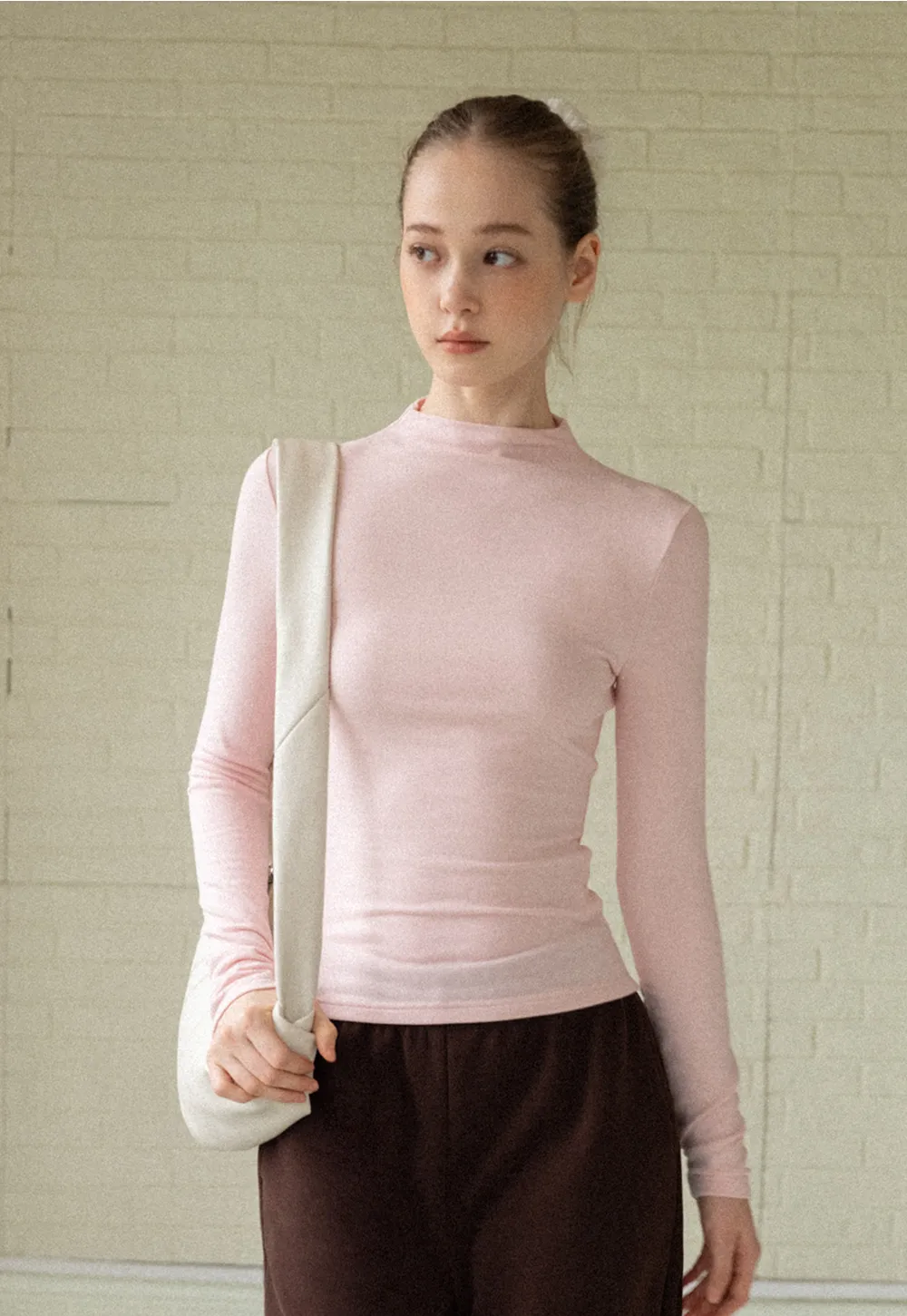 Basic Mock Neck Long Sleeve Top