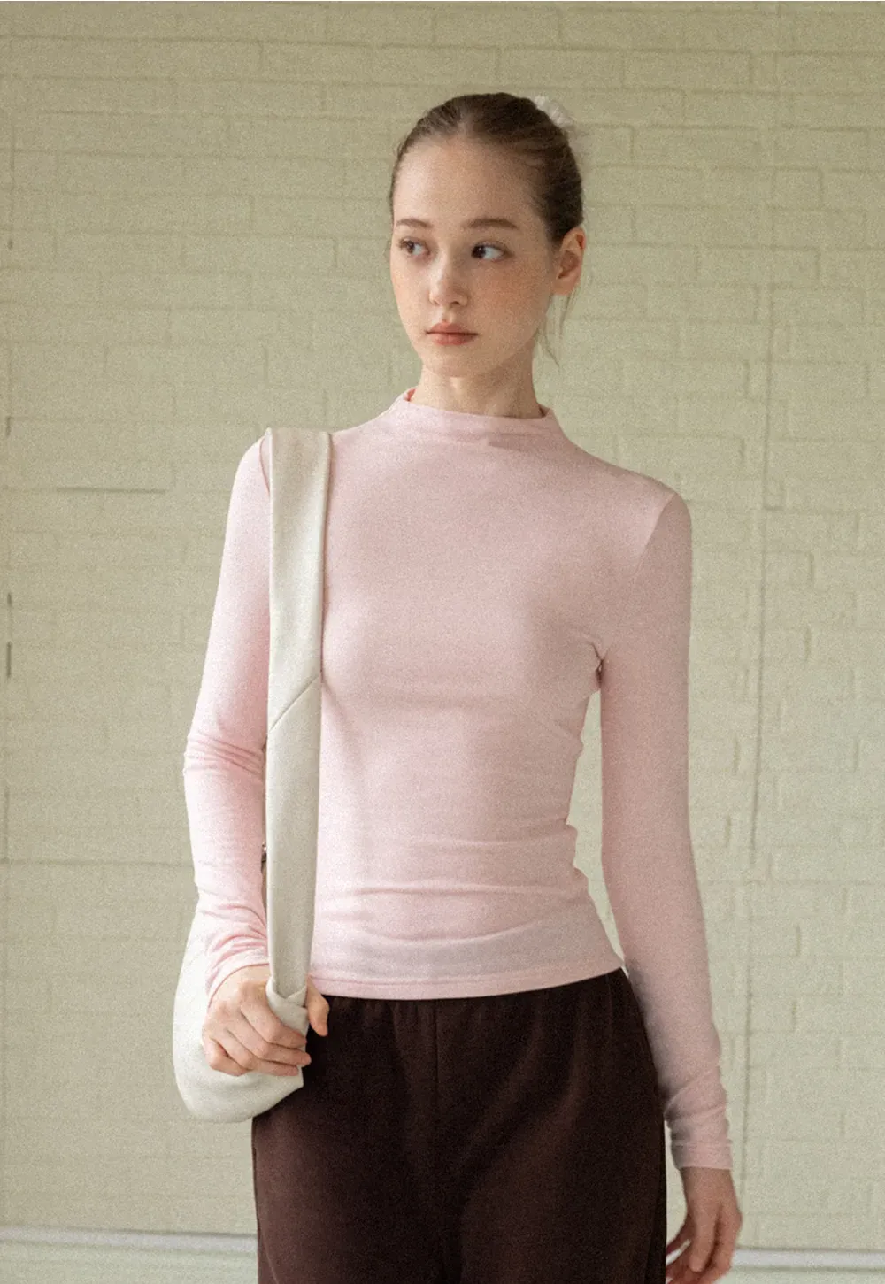 Basic Mock Neck Long Sleeve Top