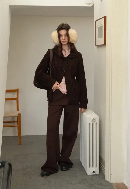 Women High Waist Wide Leg Skirted Lounge Pants