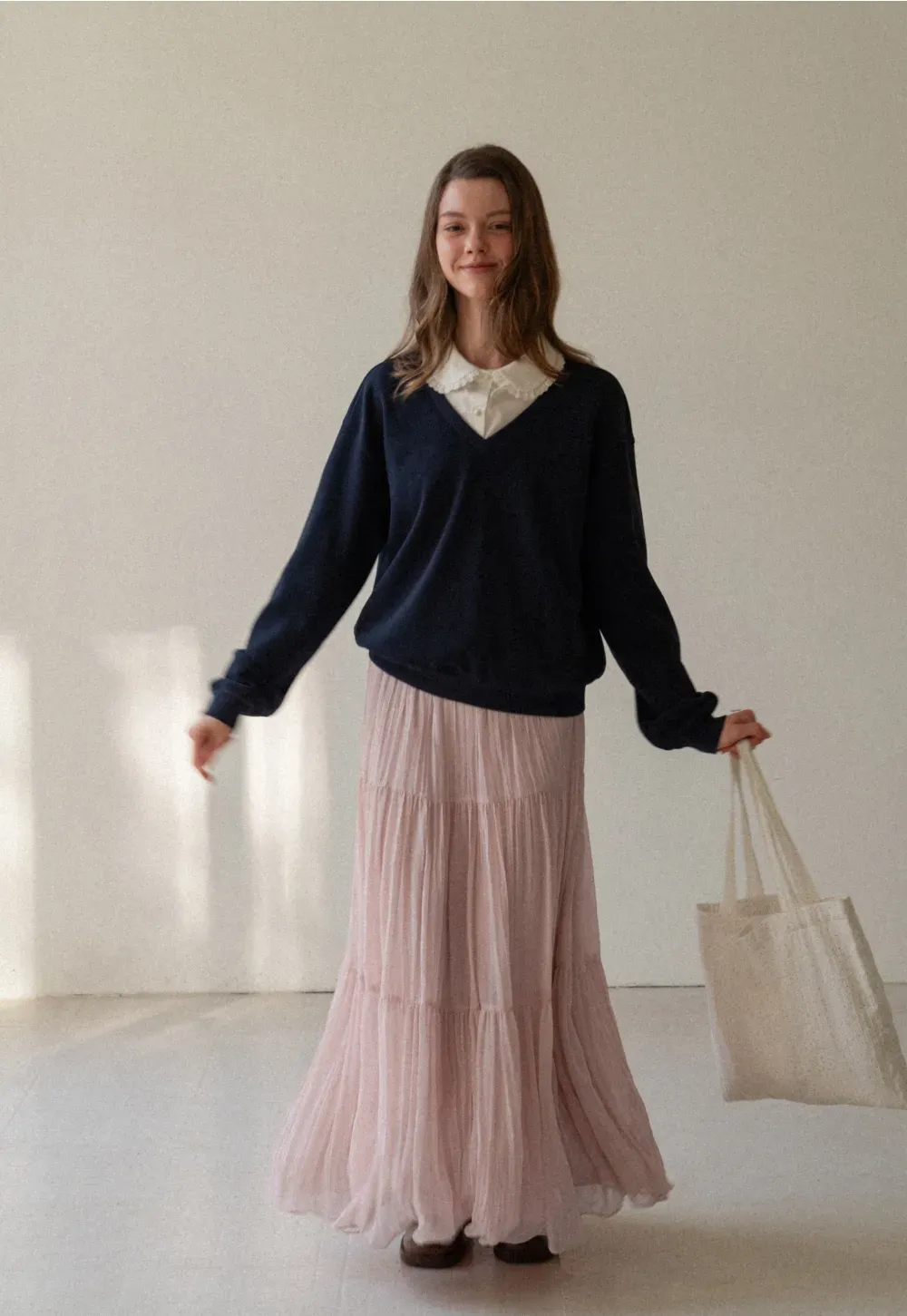 Tiered Crinkle Maxi Skirt