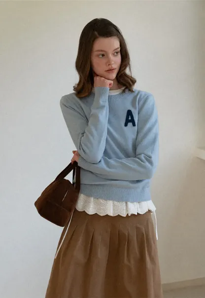 Letter Patch Knit Sweater
