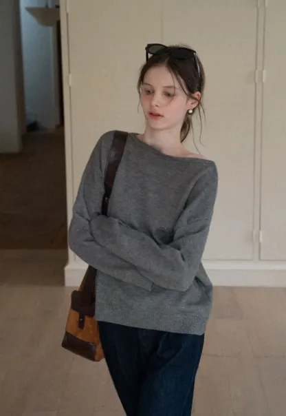 Layered Shawl Neck Knit Sweater