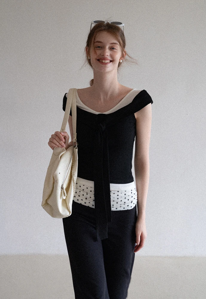 Polka-Dot Foldover Waist Flared Pants