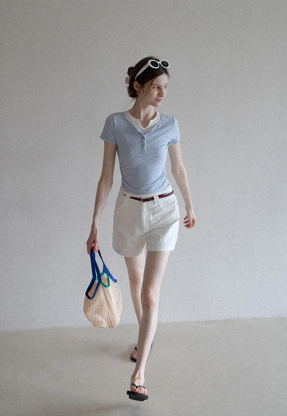 Women’s Slim Fit Button Front Ribbed T-Shirt