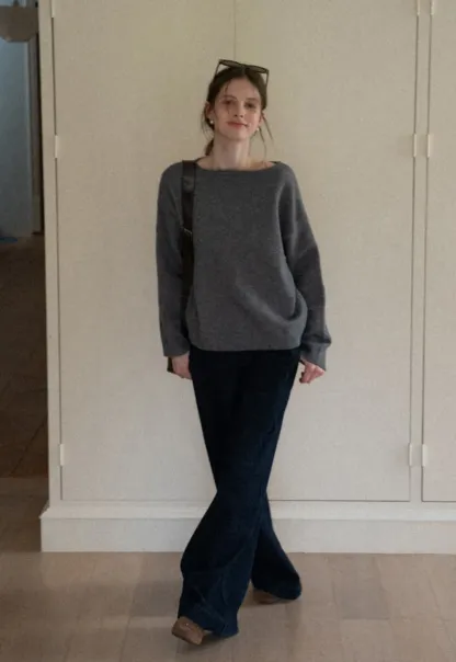 Layered Shawl Neck Knit Sweater