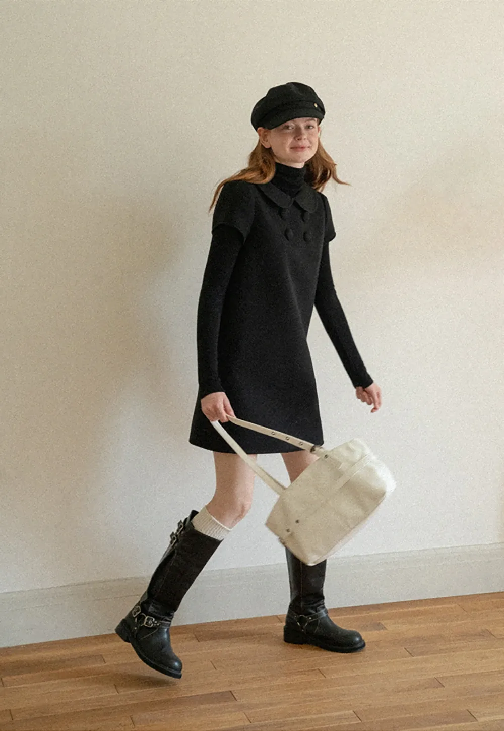 Structured Peak Cap with Gold Tone Button