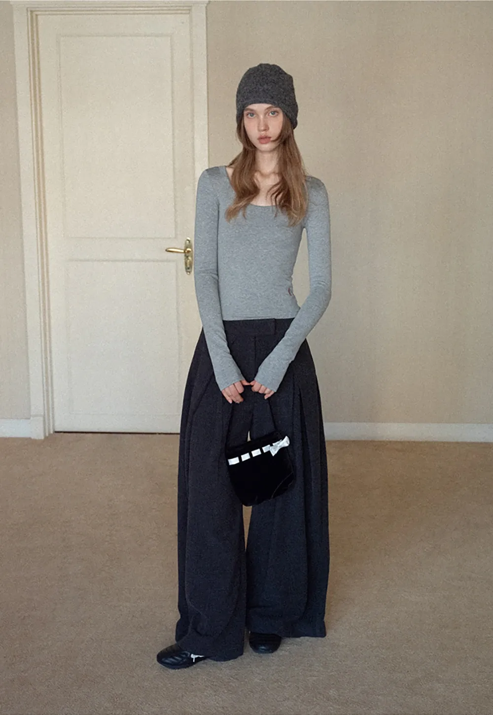 Women High Waist Pleated Wide Leg Trousers