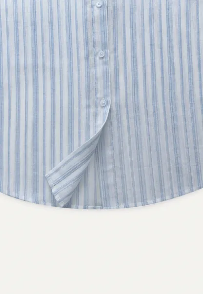 Breathable Cotton Striped Long Sleeve Shirt for Women