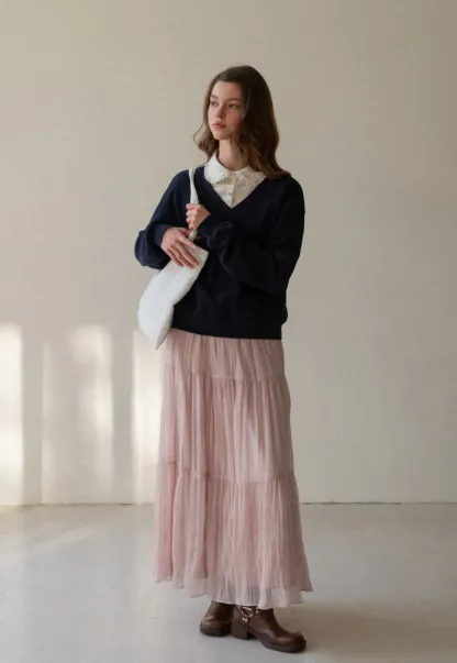 Tiered Crinkle Maxi Skirt