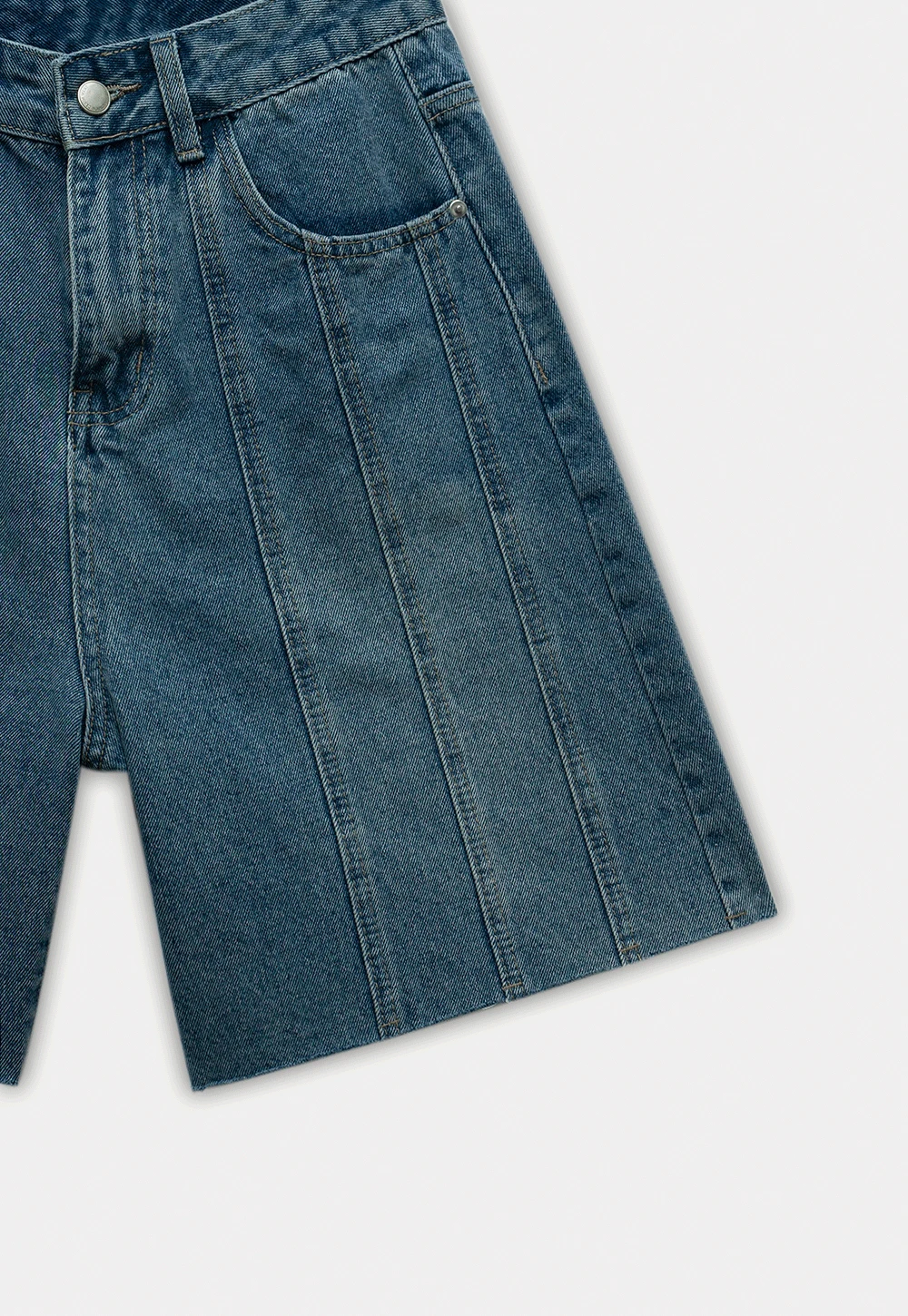Women’s High-Waist Pintuck Bermuda Denim Shorts