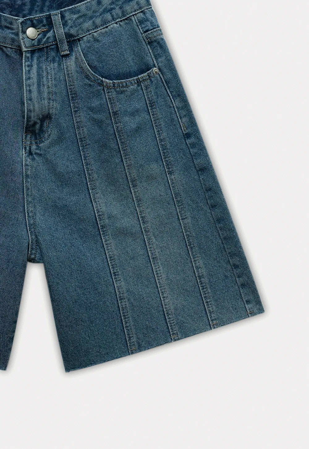 Women’s High-Waist Pintuck Bermuda Denim Shorts