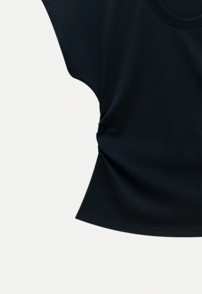 Women’s Side-Ruched Cap-Sleeve Tee