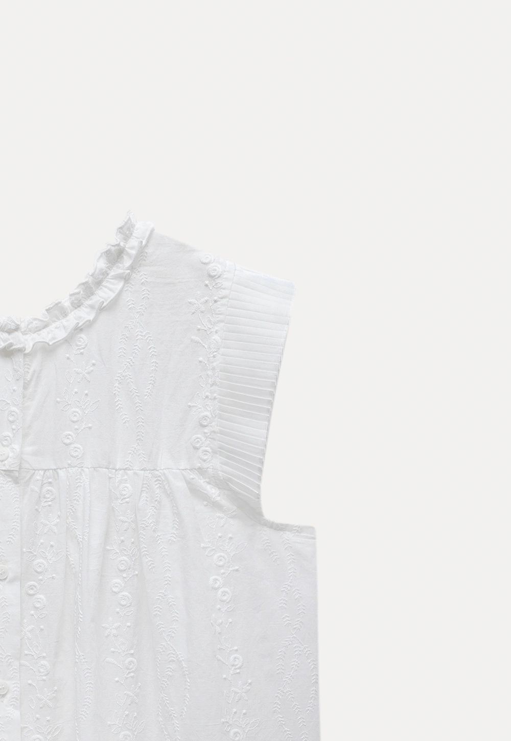 Women's Embroidered Ruffle Cap Sleeve Babydoll Blouse