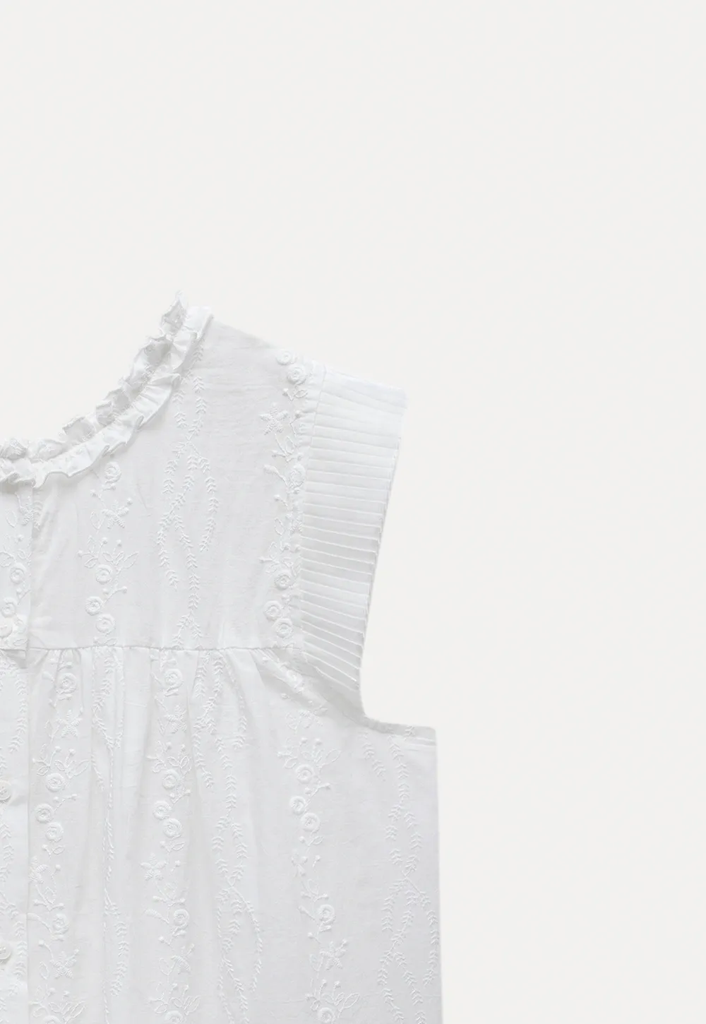Women's Embroidered Ruffle Cap Sleeve Babydoll Blouse