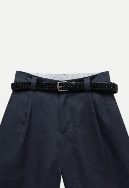 Women's Elastic Back Casual Loose Fit Shorts with Belt