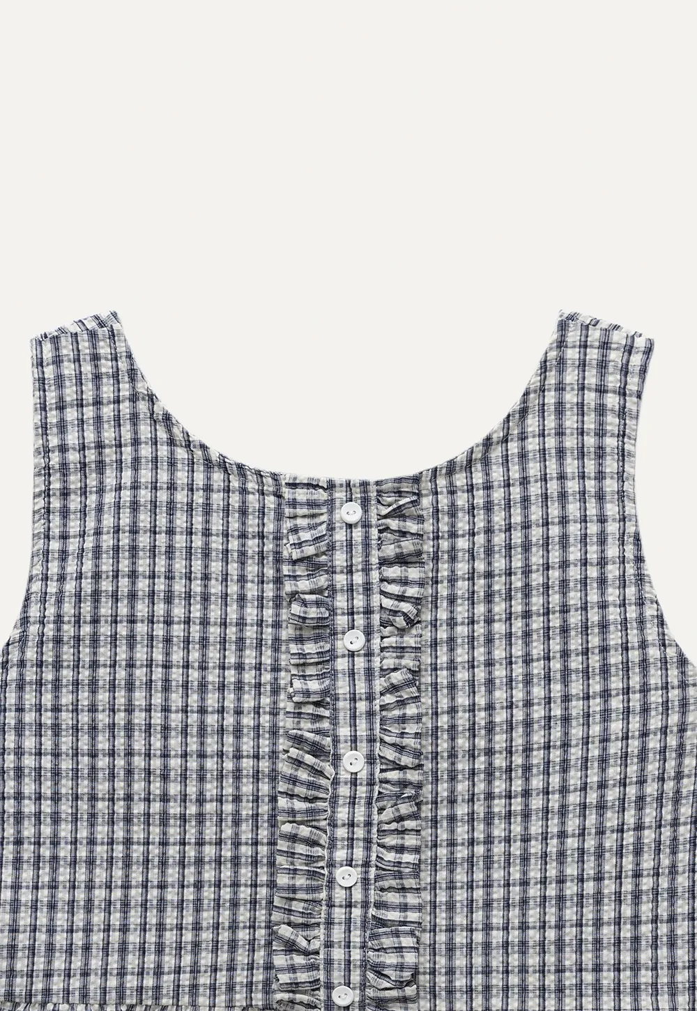 Vintage Gingham Sleeveless Blouse