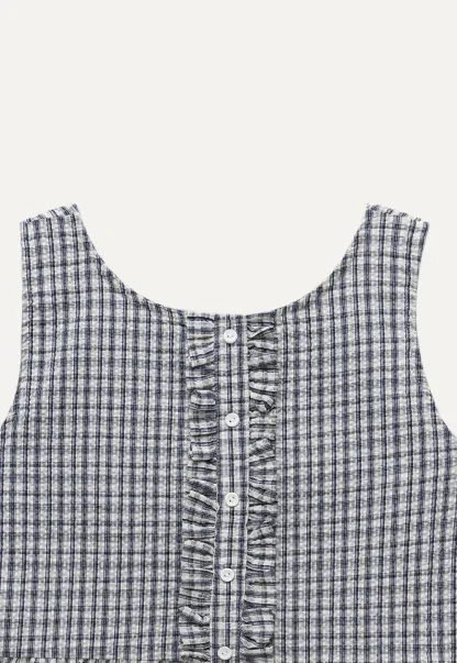 Vintage Gingham Sleeveless Blouse