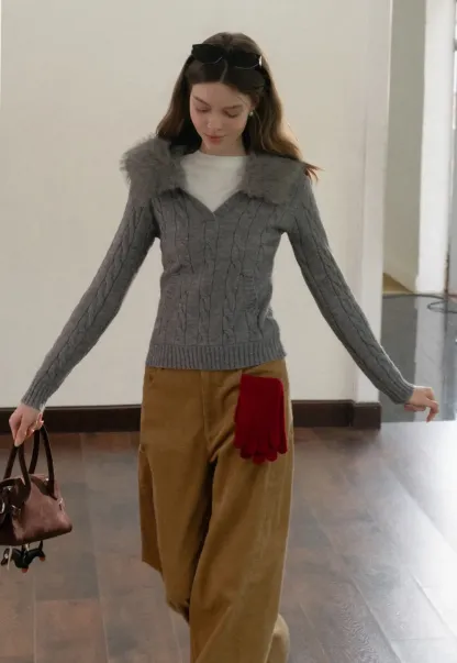 Wide-Leg Corduroy Pants