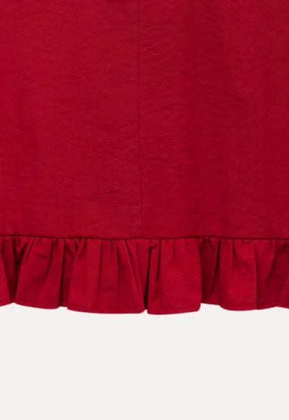 Women’s Sleeveless Ruffle Hem Top with Back Bow Tie