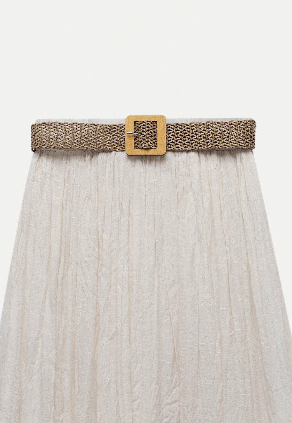 Pleated Midi Skirt with Belt