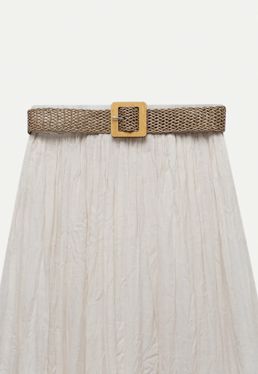 Pleated Midi Skirt with Belt