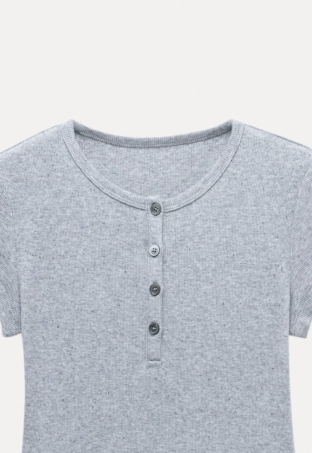 Basic Rib Knit Henley Tee for Women