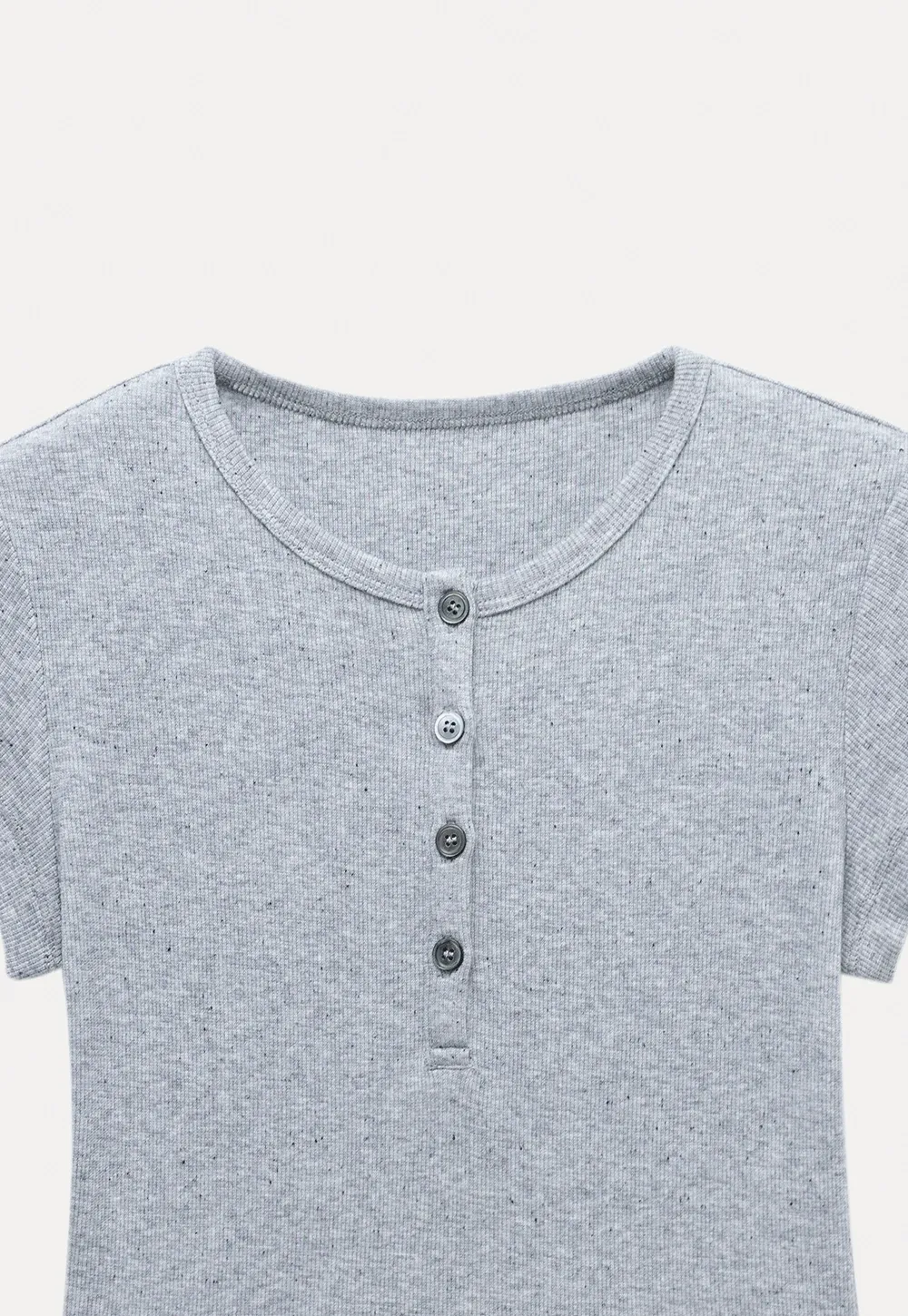 Basic Rib Knit Henley Tee for Women
