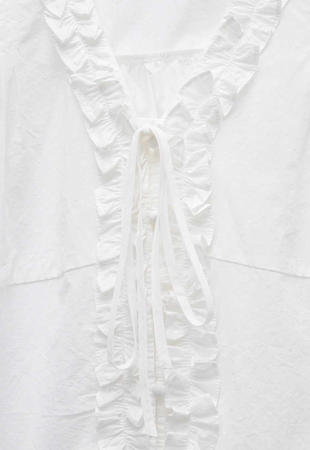 Women's Ruffle Trim Puff Sleeve Blouse