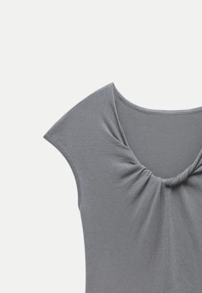 Women’s Ruched Front Slim Fit Cap Sleeve Top