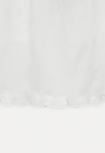 High Waist Ruffle Hem Cotton Maxi Skirt