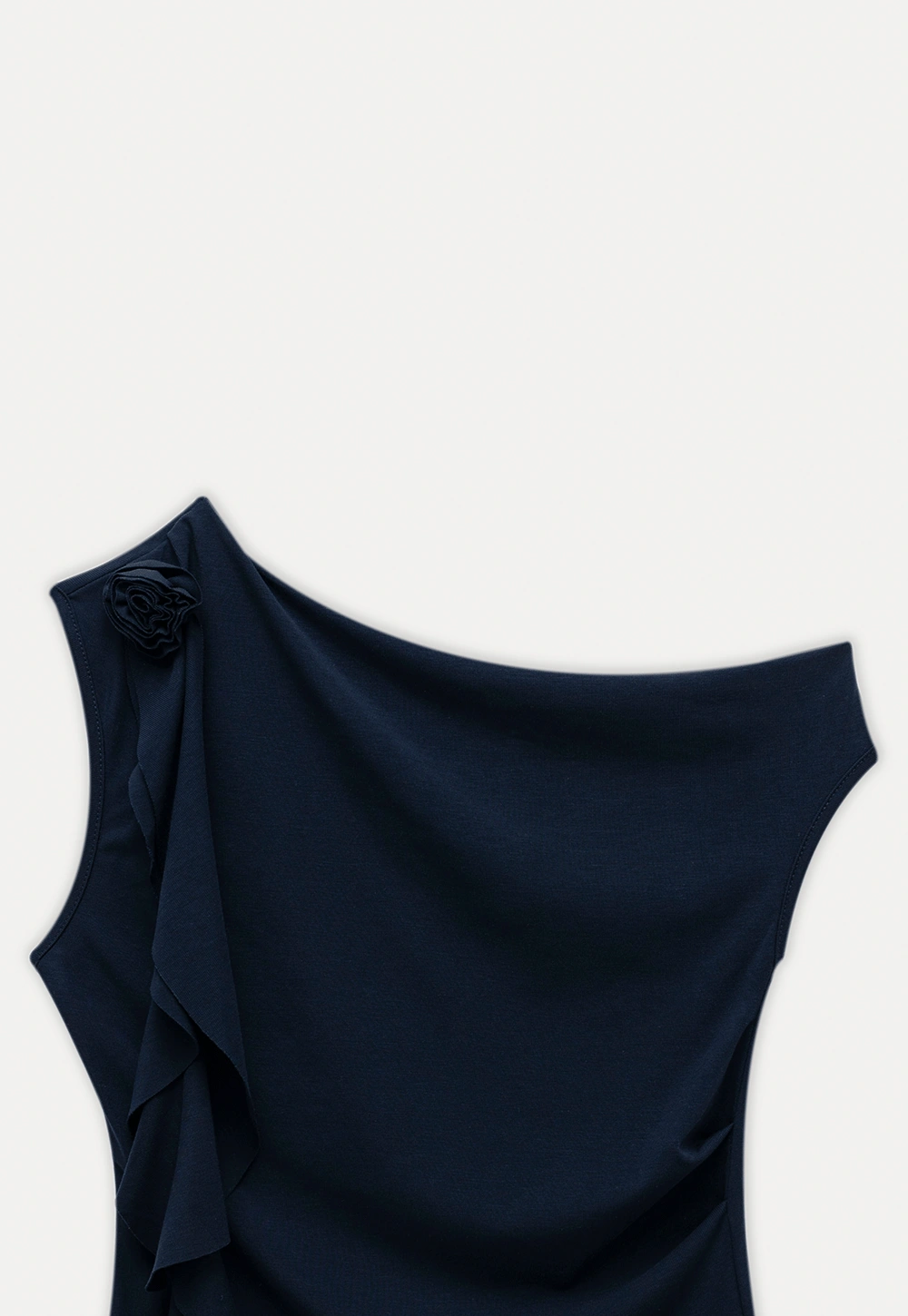 Women’s Drape Neck Sleeveless Top with Flower Accent