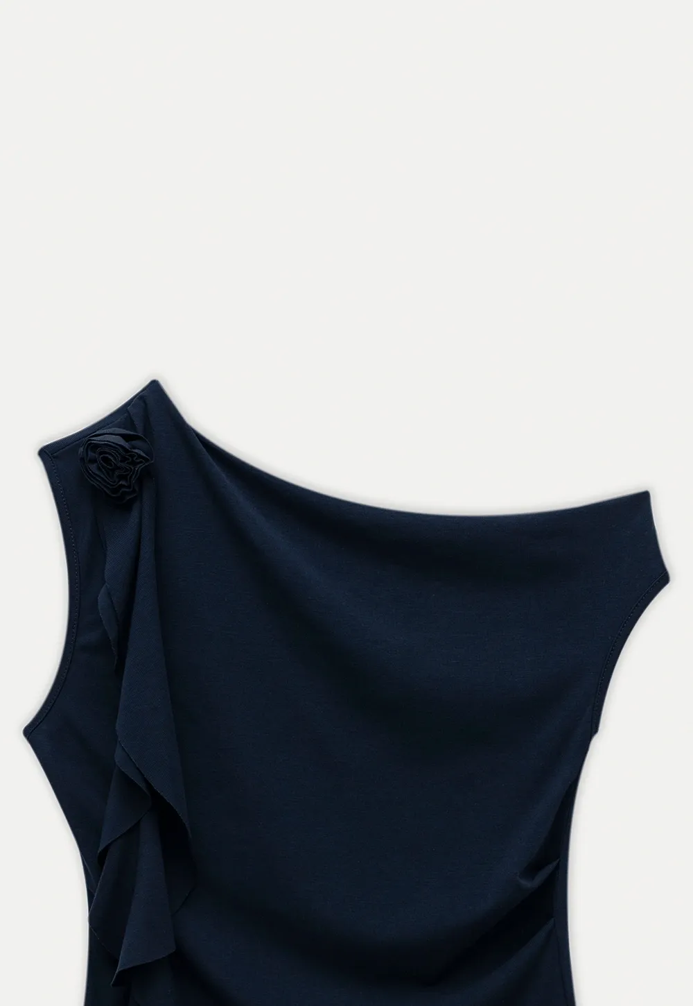 Women’s Drape Neck Sleeveless Top with Flower Accent
