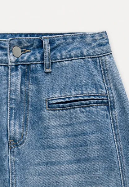 Women’s High Waist Straight Leg Jeans – Vintage Wash